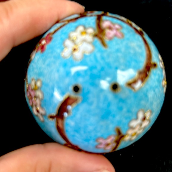 Handmade  Torque Blue Cloisonné ball ornament by “ Value Arts “ - Picture 3 of 4